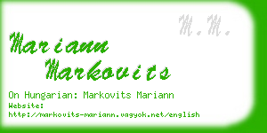 mariann markovits business card